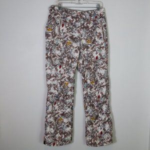 Obermeyer Delia Womens Snow Ski Pants Size 12 Printed Leaf Insulated